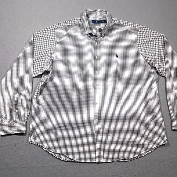 Polo Ralph Lauren Shirt Men XXL Long Sleeve Check White Green Casual Button Up‎ - Picture 2 of 12